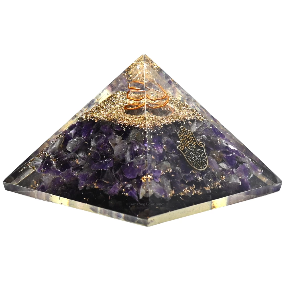 Amethyst Orgone Pyramid - Hamsa