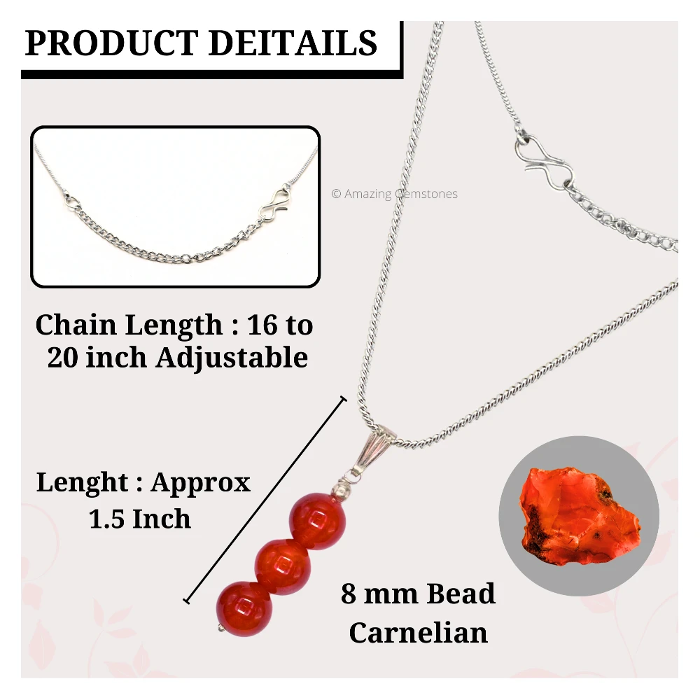 Carnelian Bead Pendant (Silver)