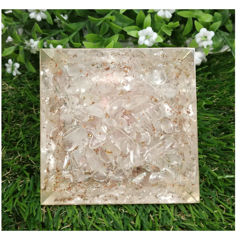 Rose Quartz, Amethyst, Clear Quartz Orgone Pyramid