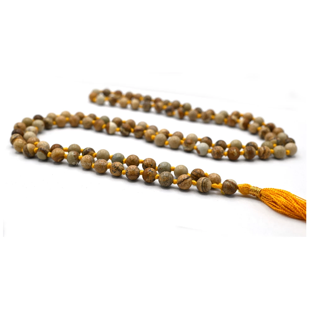 Picture Jasper Mala (Hand Knotted)