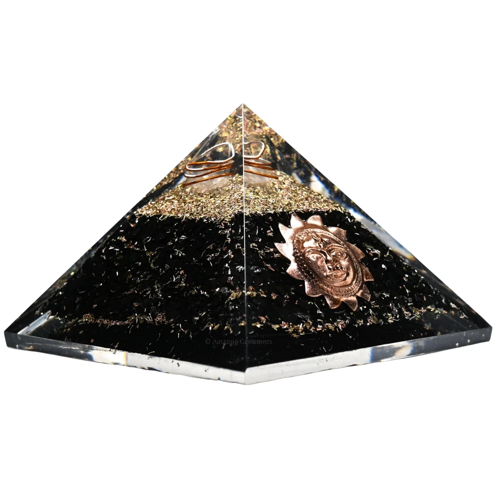 Shungite Orgone Pyramid - Sun Face