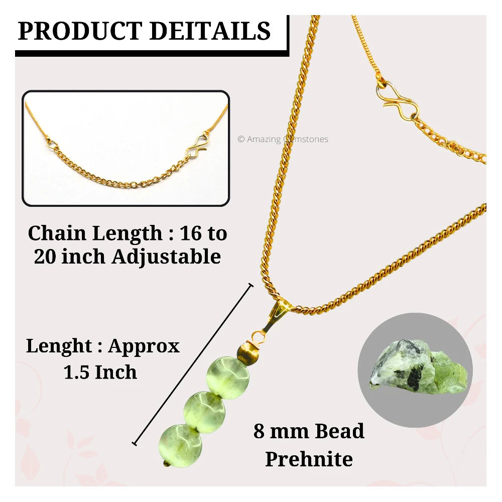 Prehnite Bead Pendant (Gold)