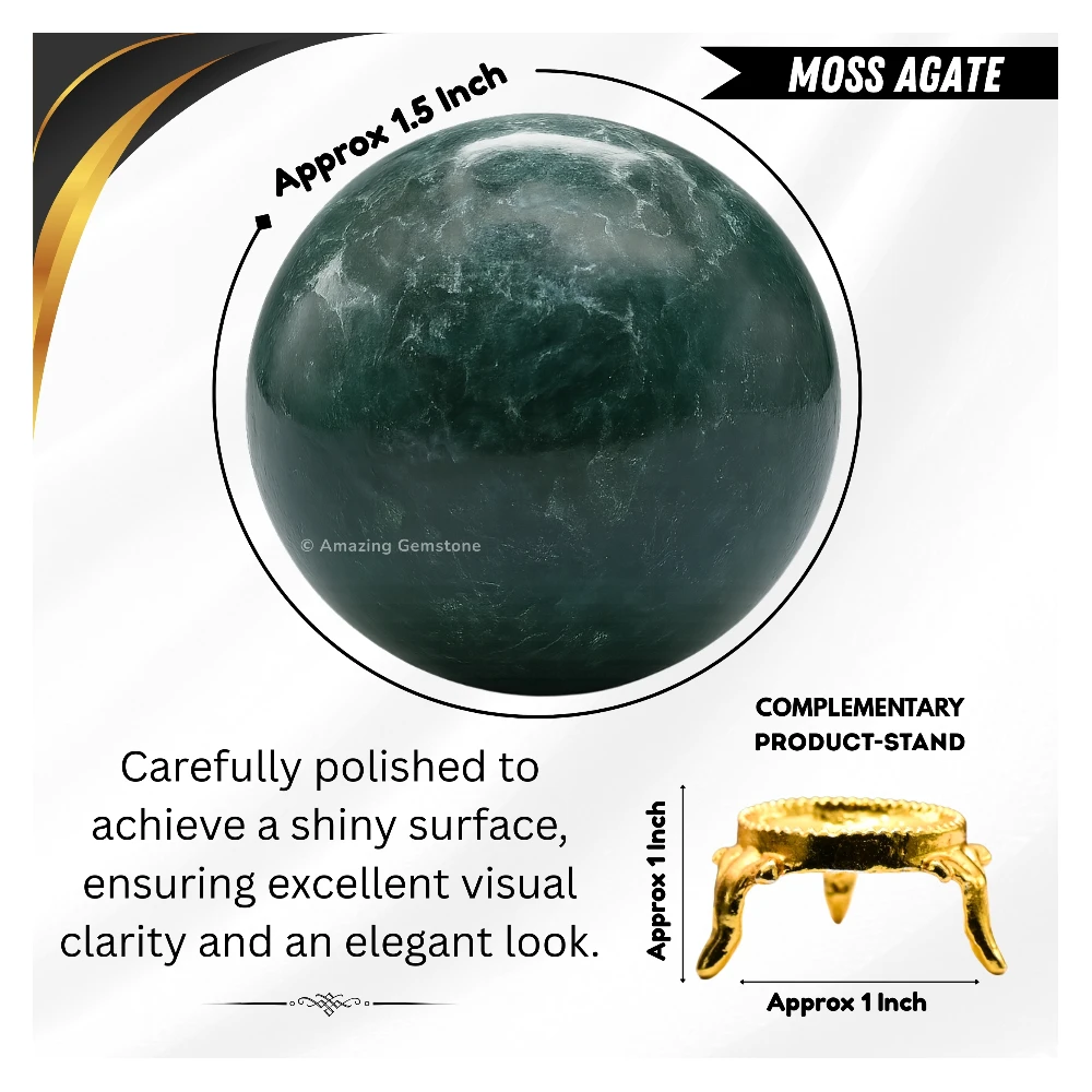 Moss Agate Sphere (1.5 Inch)