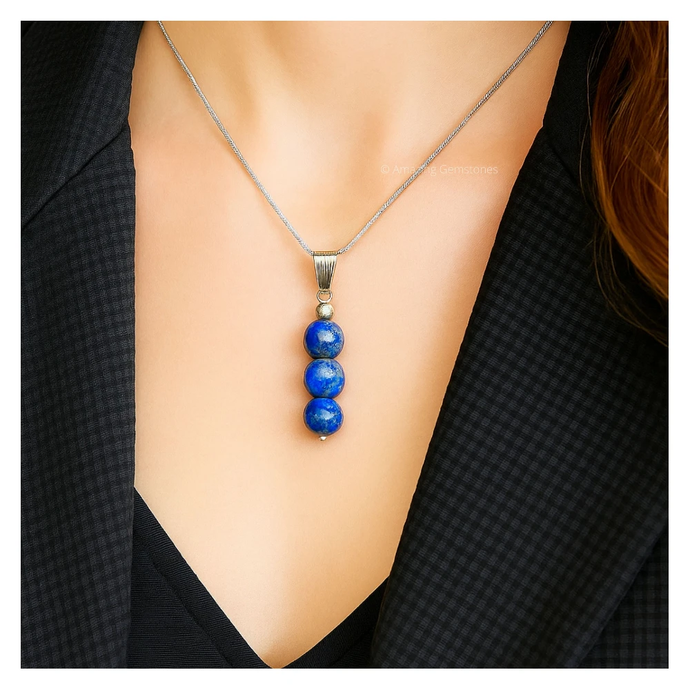 Sodalite Bead Pendant (Silver)