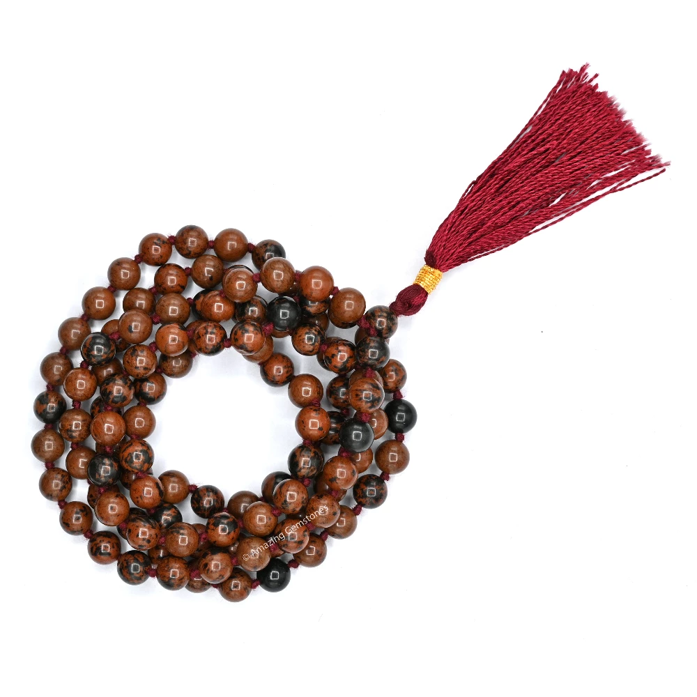 Mahogany Obsidian Mala (Hand Knotted)