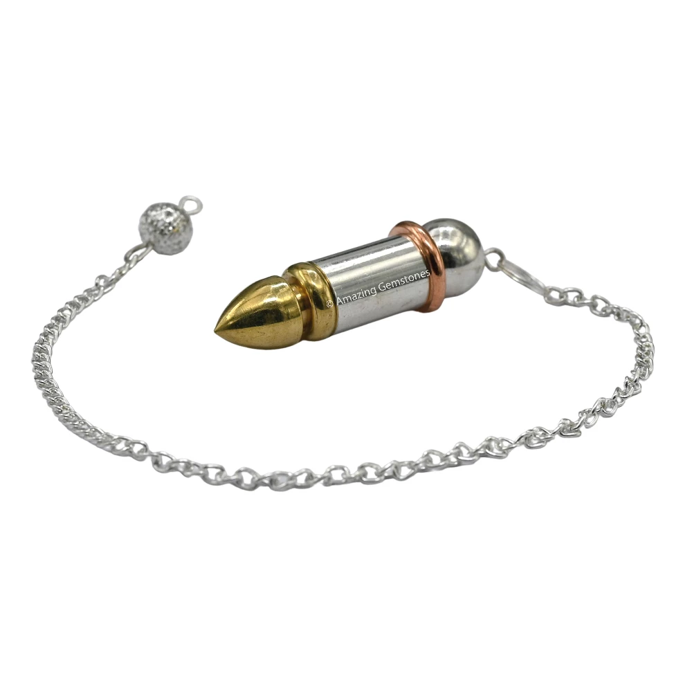 Copper Metal Pendulum - Gold Silver Copper 4 Piece Bullet (MP84)