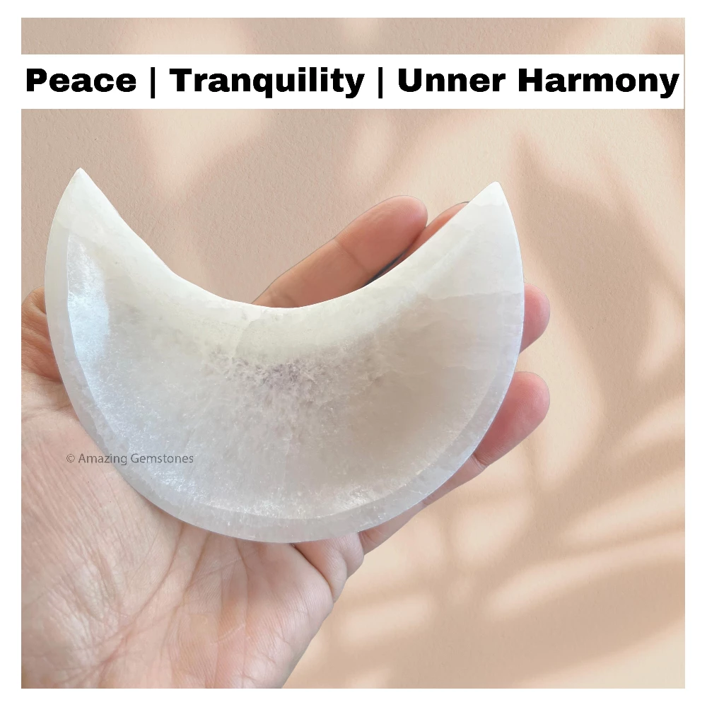 Selenite Charging Bowl for Crystals - Moon