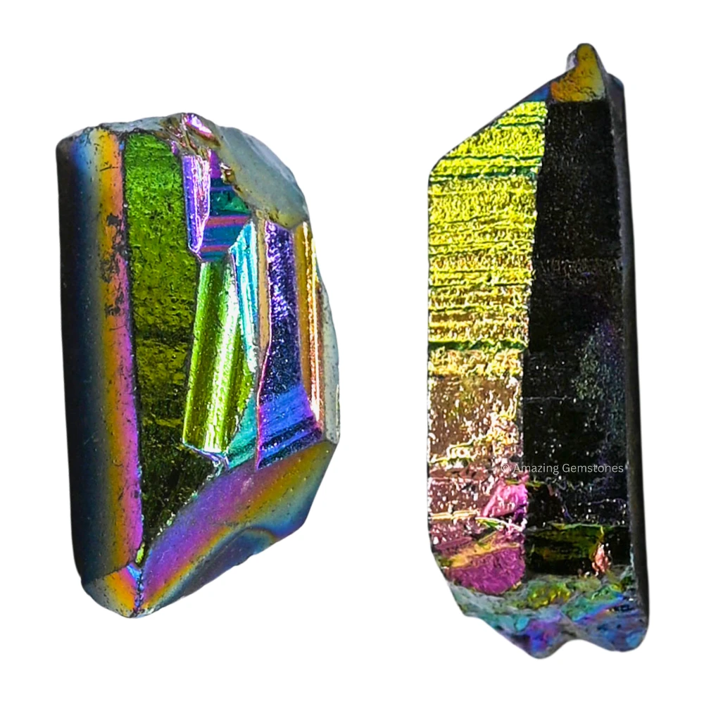 Titanium Aura Quartz Raw Crystal Points (2 Pieces)