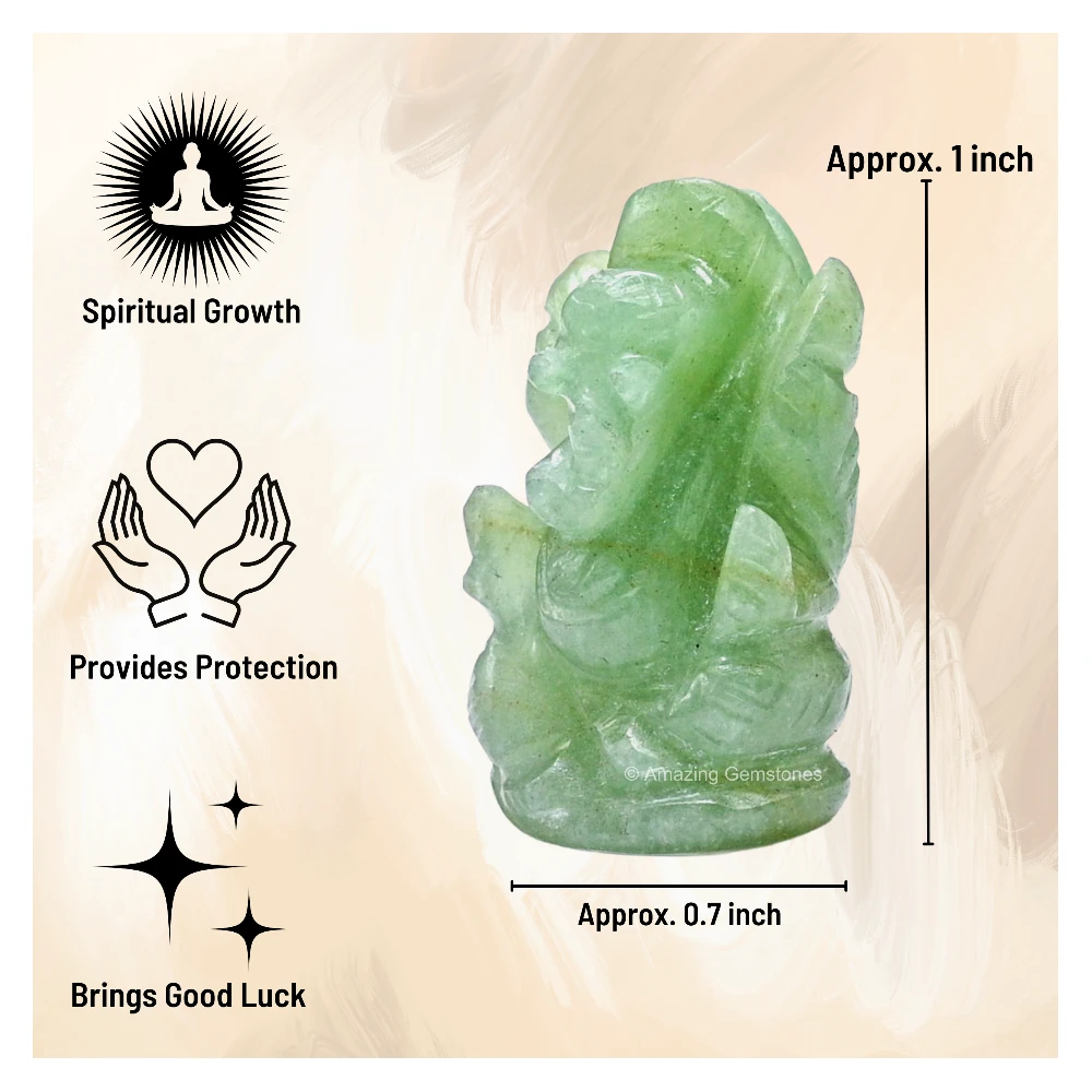 Green Aventurine Ganesha Crystal Idol