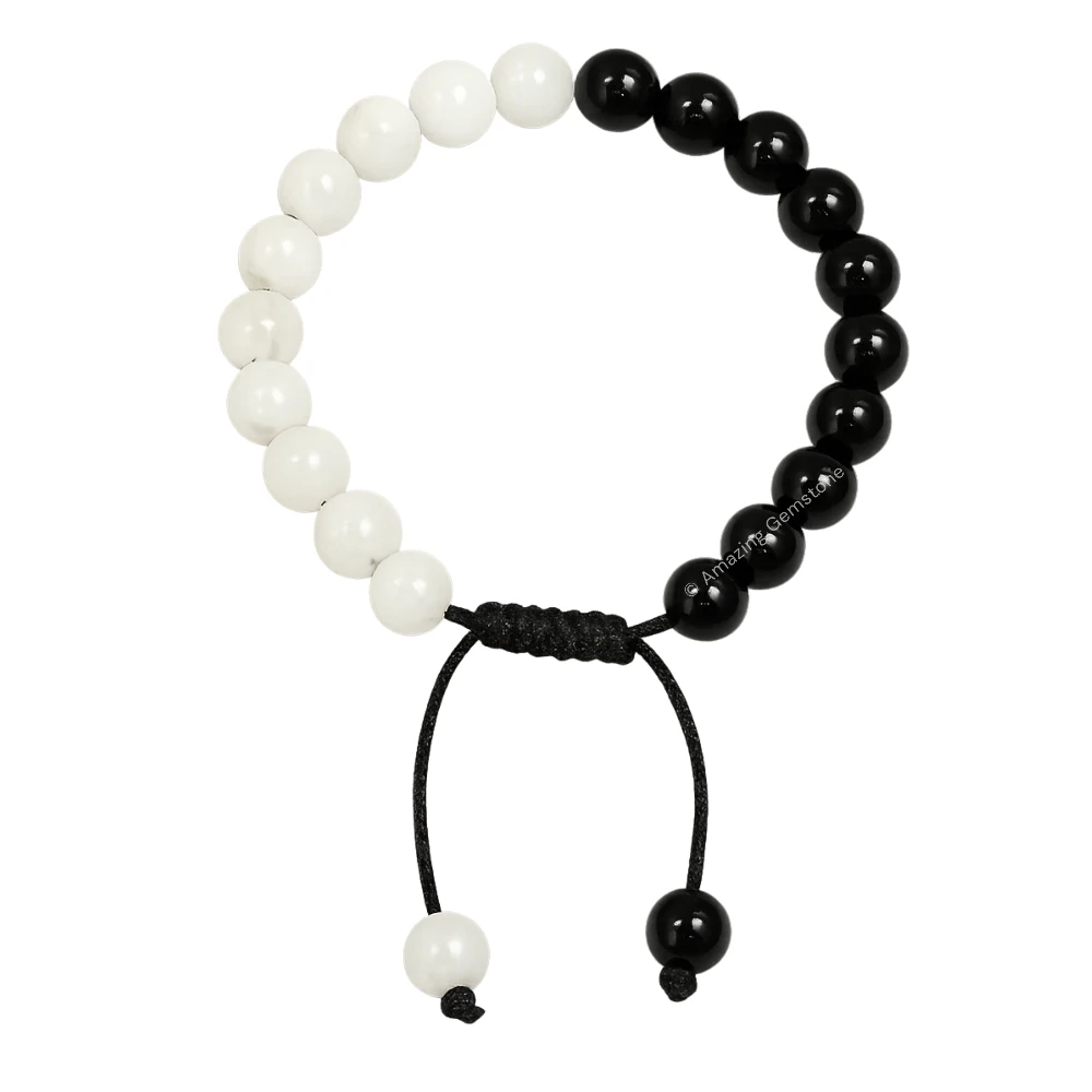 Black Tourmaline Selenite Bracelet (Adjustable)
