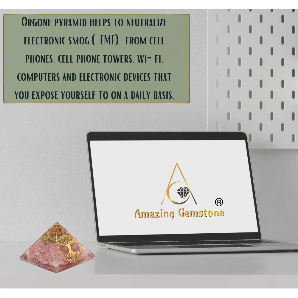 Rose Quartz Orgone Pyramid - Big Tree of Life
