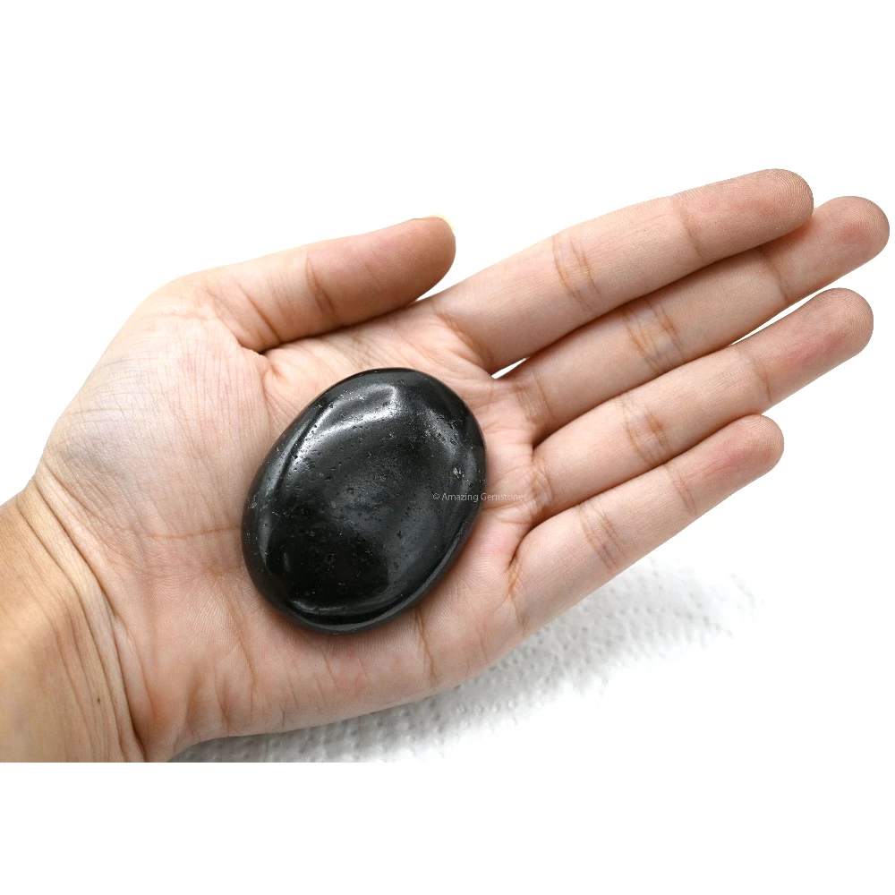 Natural Black Tourmaline Palm Stone