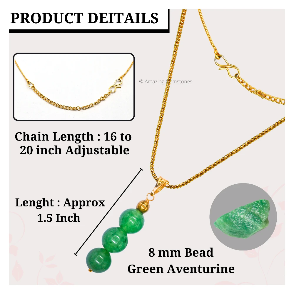 Green Aventurine Bead Pendant (Gold)