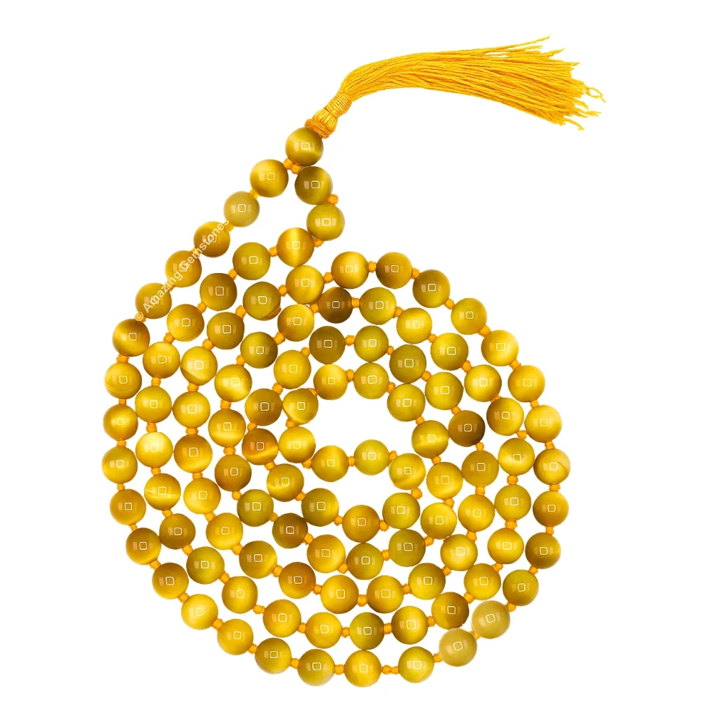 Yellow Cat's Eye Mala (Hand Knotted)