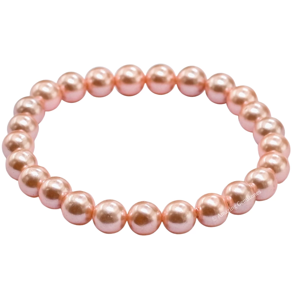 Peach Pearl Bracelet (Strechable)