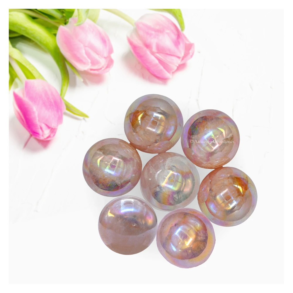 Angel Aura Rose Quartz Sphere (1 Inch)