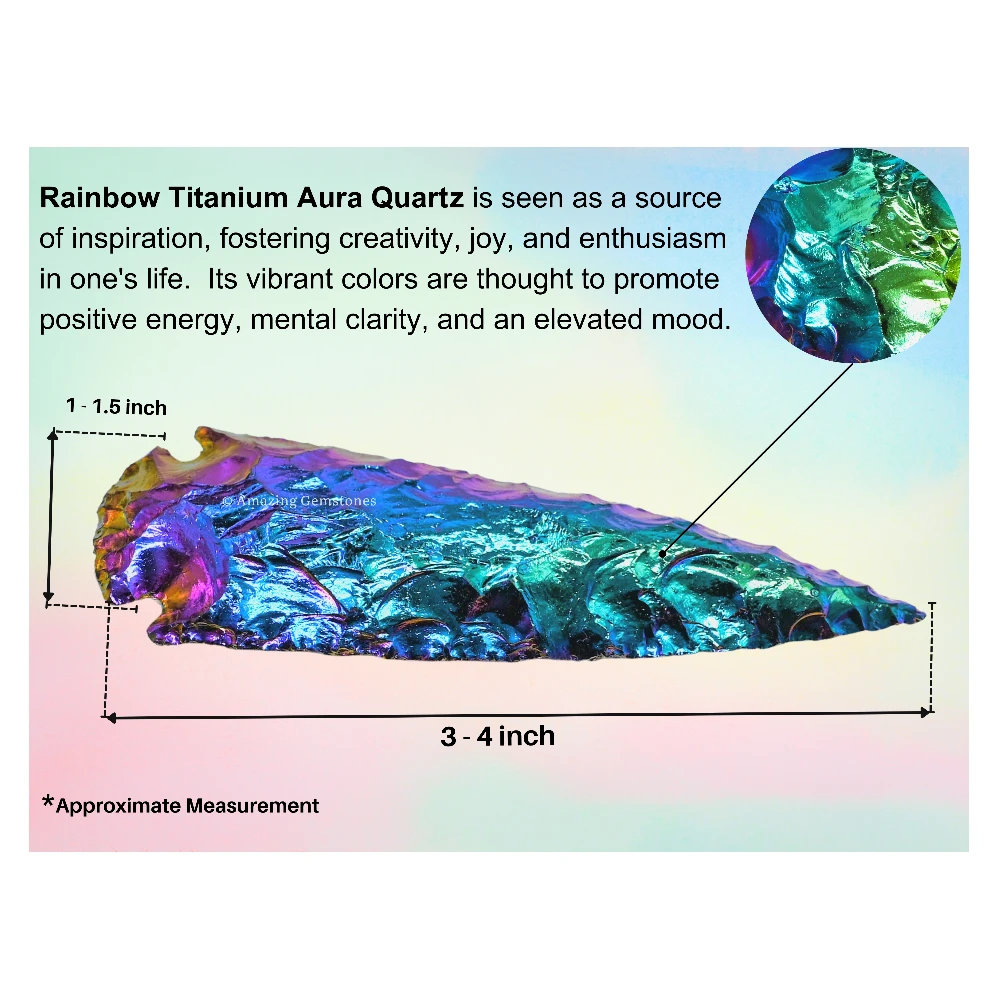 Titanium Aura Quartz Crystal Arrowhead - 3" to 4"