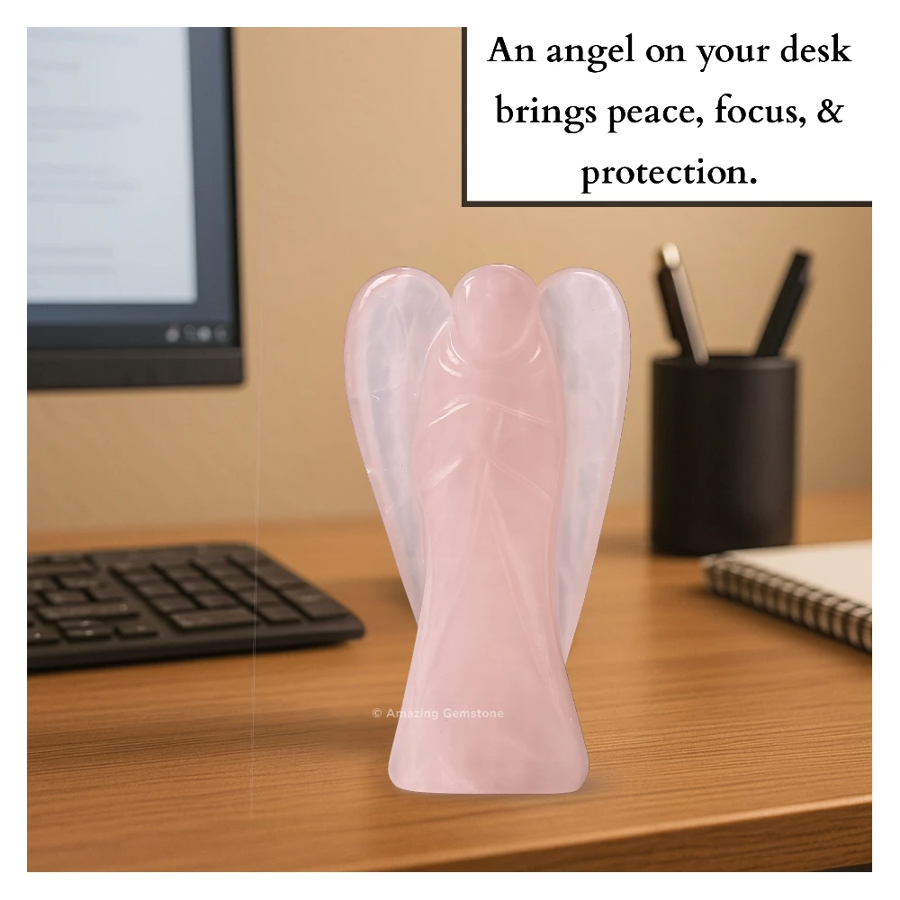 Rose Quartz Angel Figurine (3 Inch)