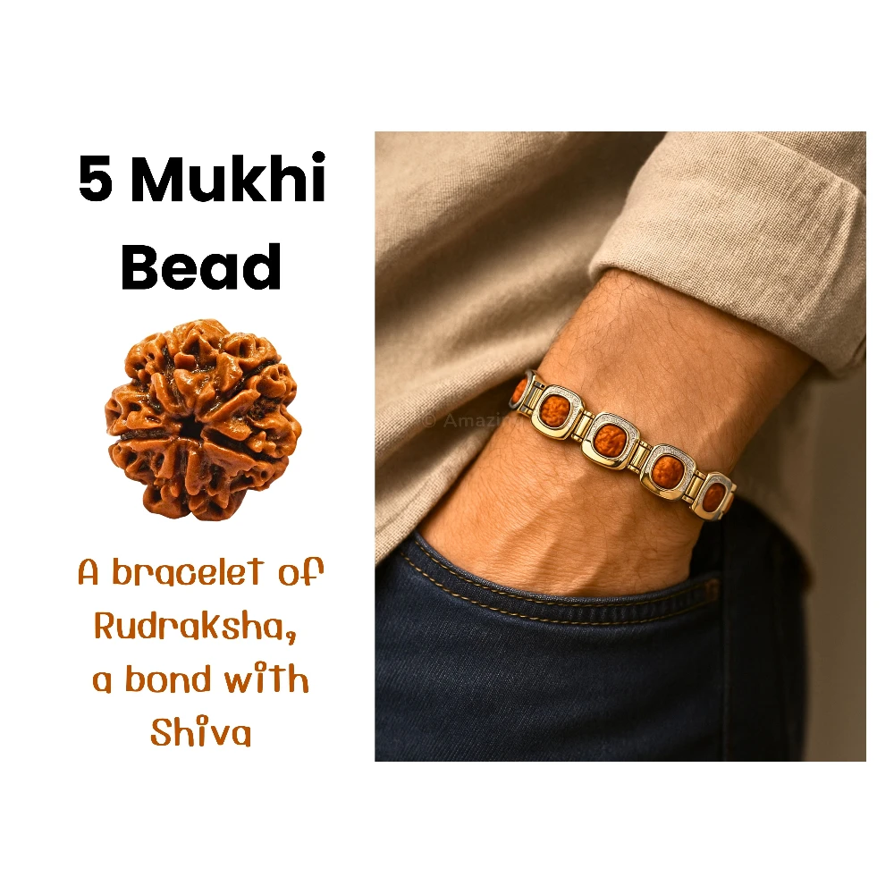Rudraksha Bracelet - Premium Gold Silver Chain