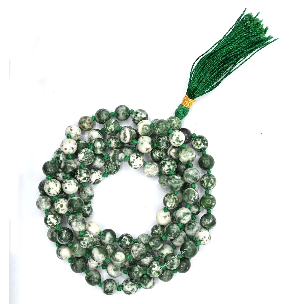 Tree Agate Mala (Hand Knotted)