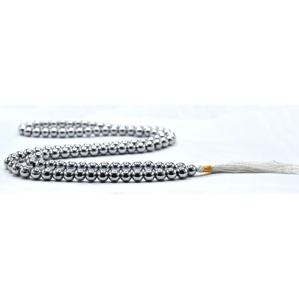 Silver Hematite Mala (Without Knot)