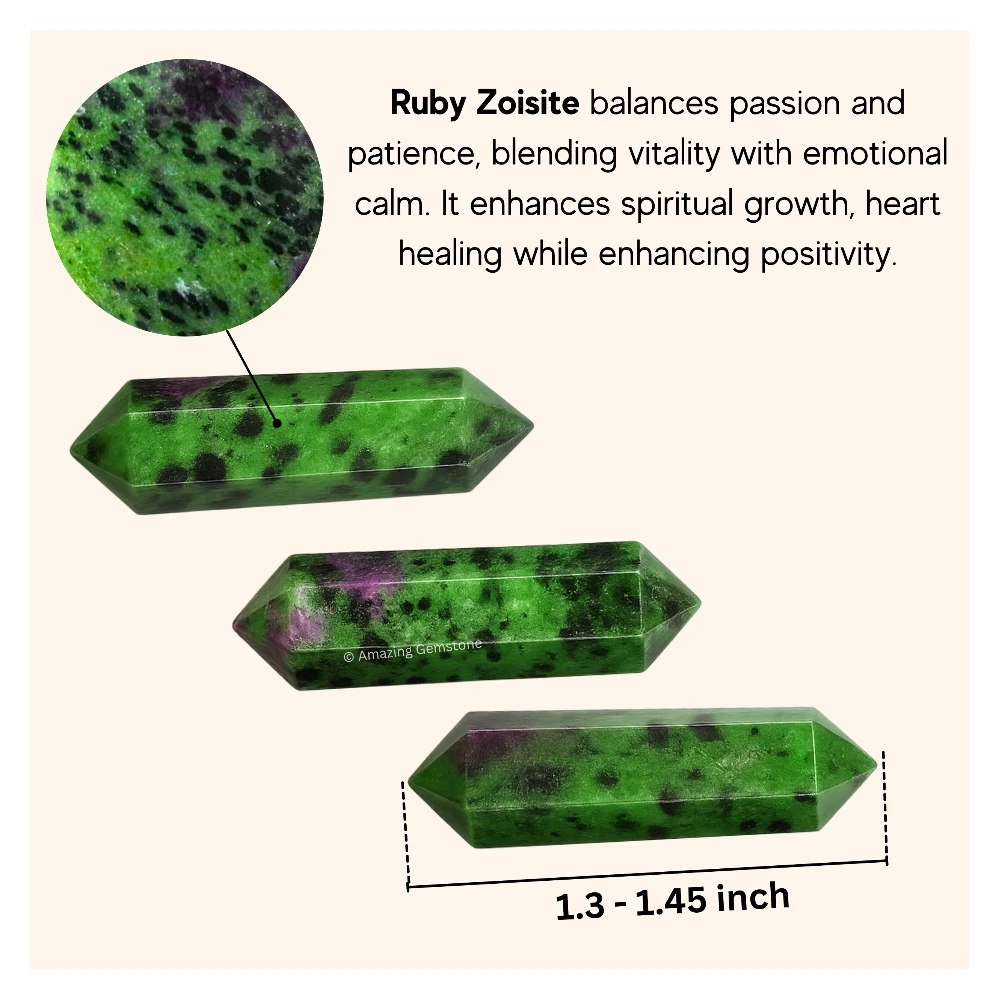 Ruby Zoisite Pencil Points (Double Terminated) (Set of 3)