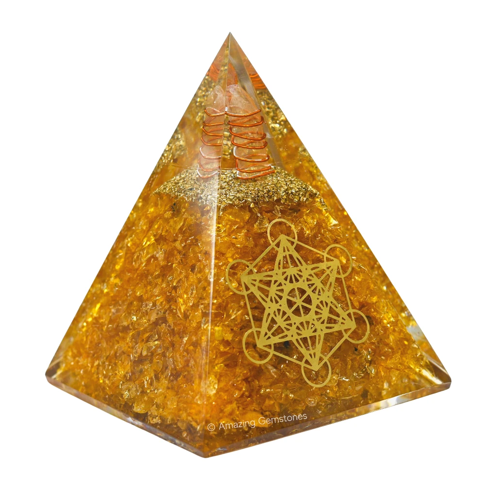 Citrine Orgone Pyramid - 70 mm