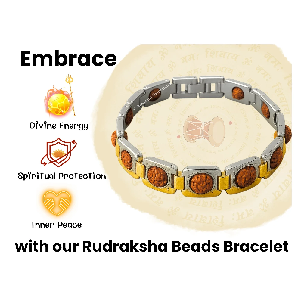 Rudraksha Bracelet - Premium Gold Silver Chain
