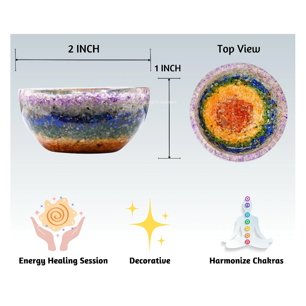Chakra Layer Crystal Orgone Bowl (2 Inch)