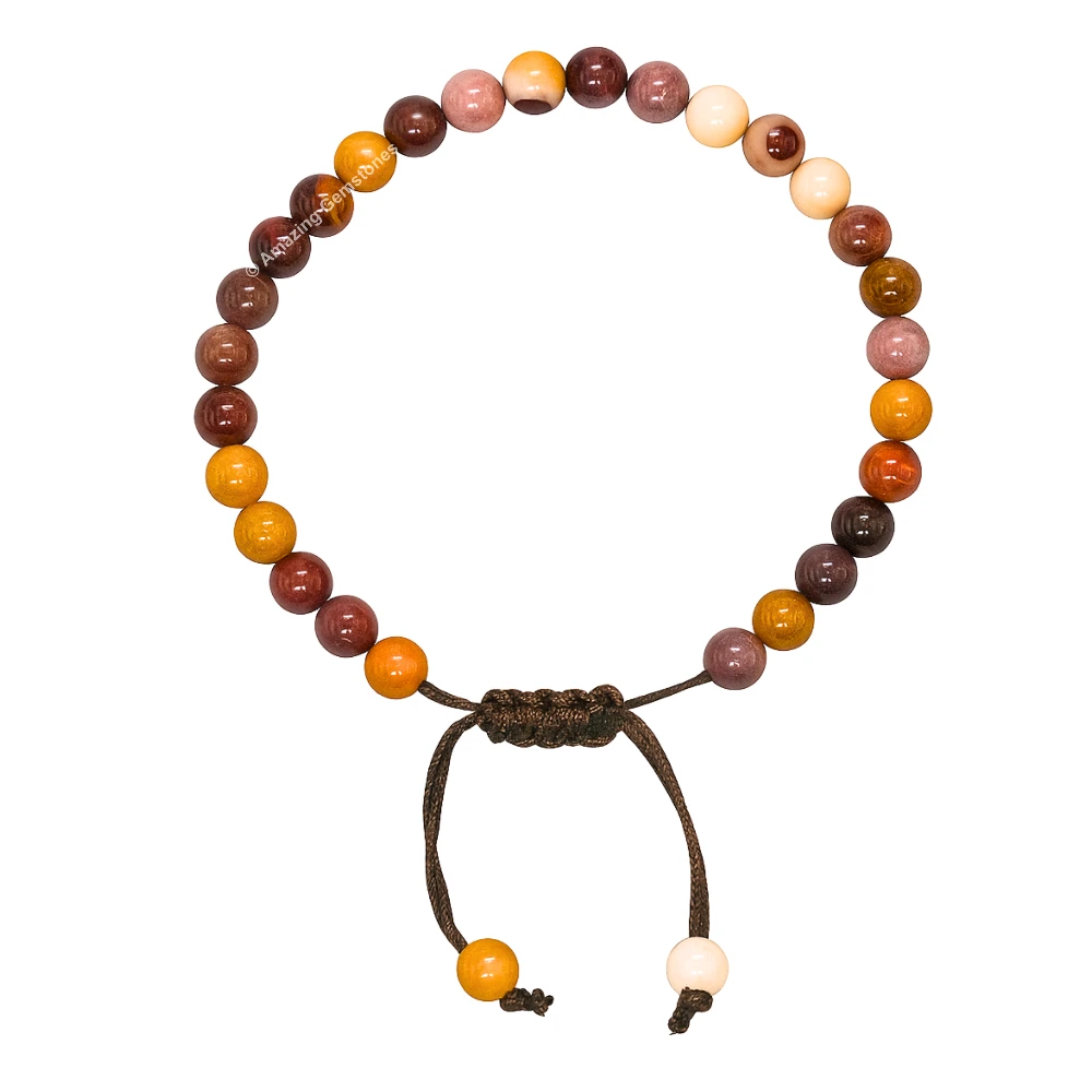Mookaite Jasper Healing Crystal Bracelets - 6mm Beads (Adjustable)
