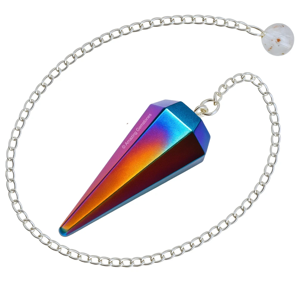 Titanium Aura Quartz Pendulum