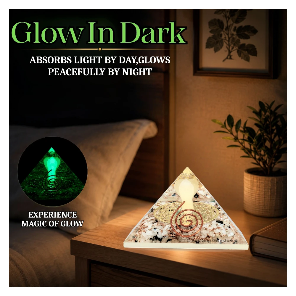 Rainbow Moonstone Orgone Pyramid - Angel Glow in Dark