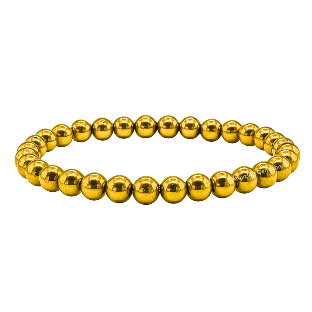 Golden Hematite Healing Crystal Bracelets - 6mm Beads
