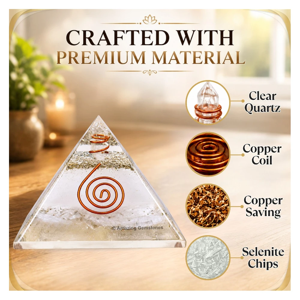Selenite Orgone Pyramid - Glow in Dark