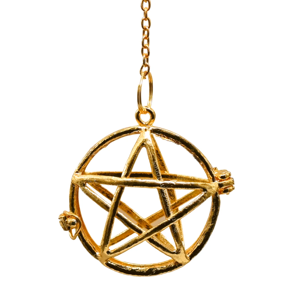 Copper Metal Pendulum - Gold Circular Star Cage (MP74)