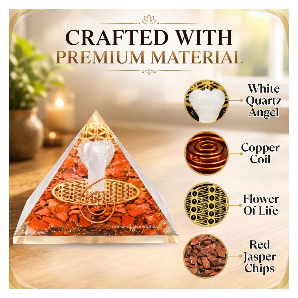 Red Jasper Orgone Pyramid - Angel Glow in Dark
