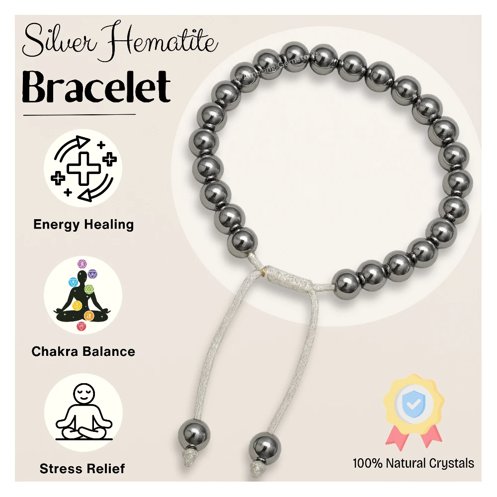Silver Hematite Bracelet (Adjustable)