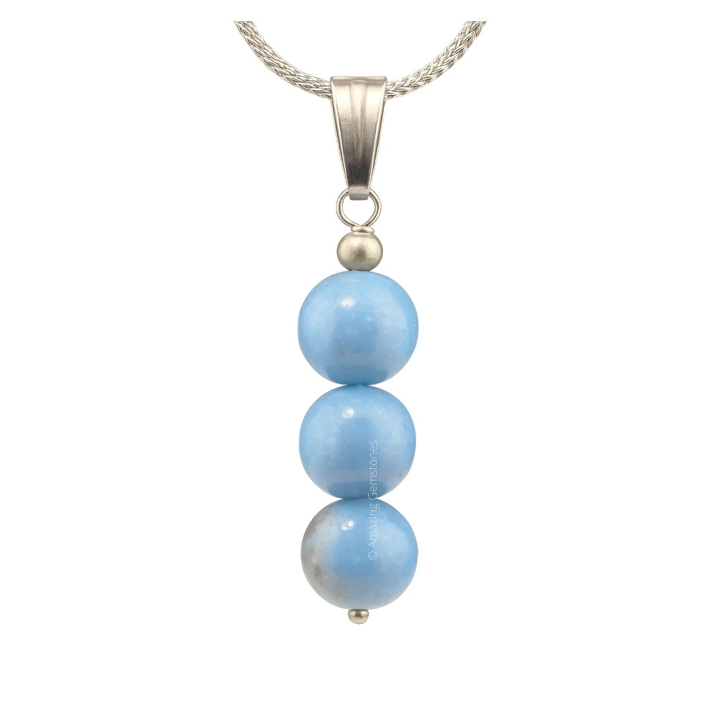 Angelite Bead Pendant (Silver)