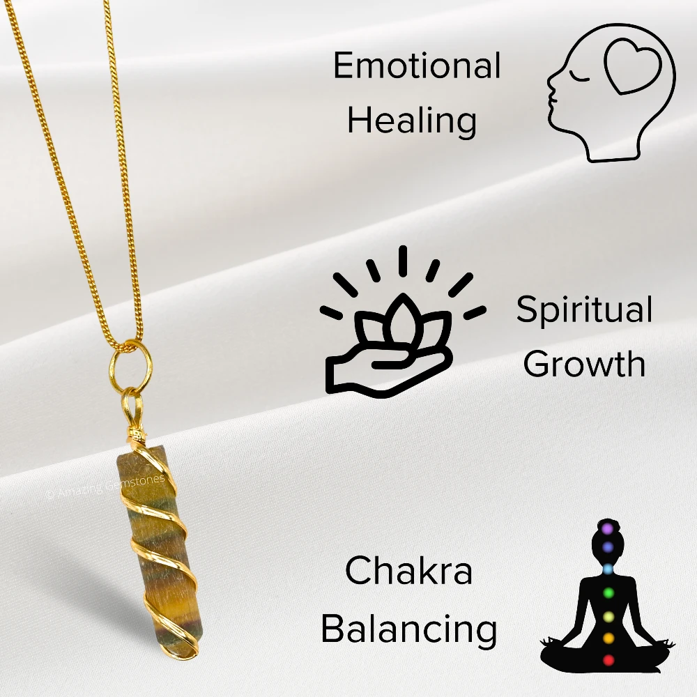 Fluorite Necklace - Spiral Pencil Point (Gold)