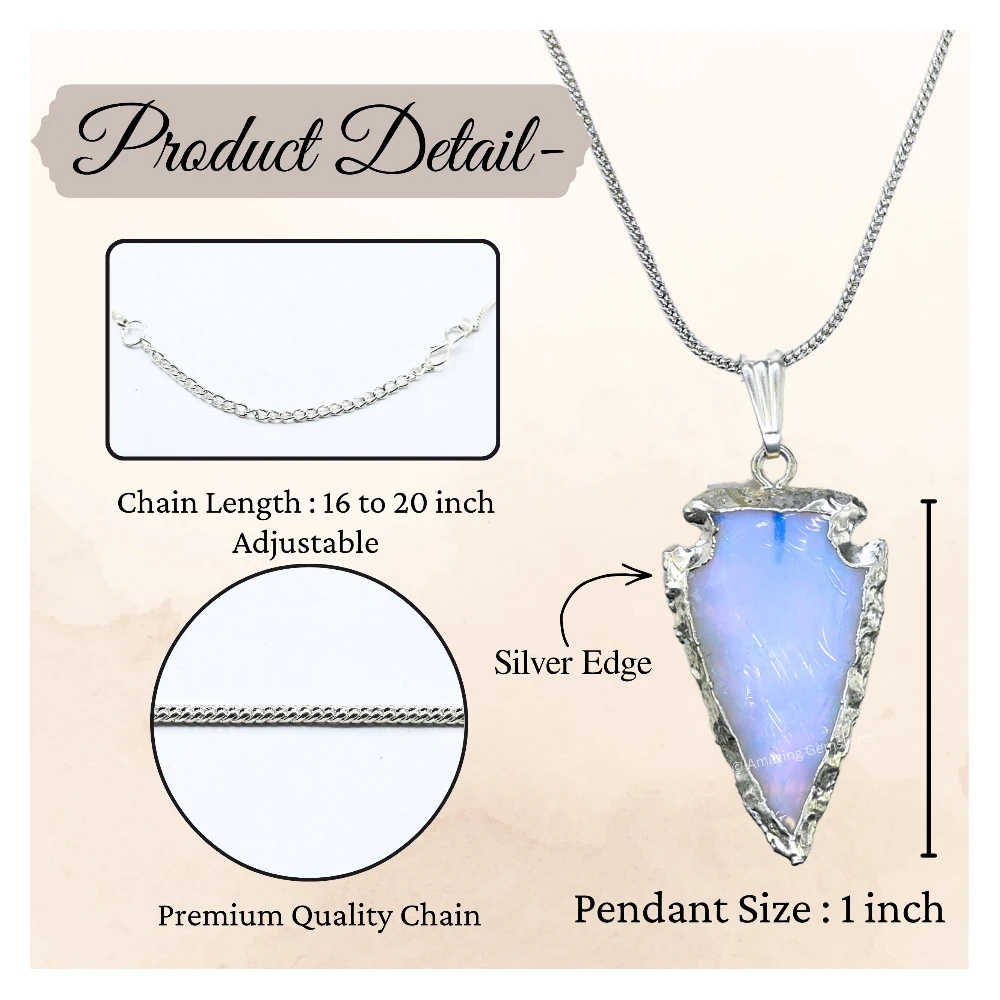 Opalite Arrowhead Pendant - Silver Plated