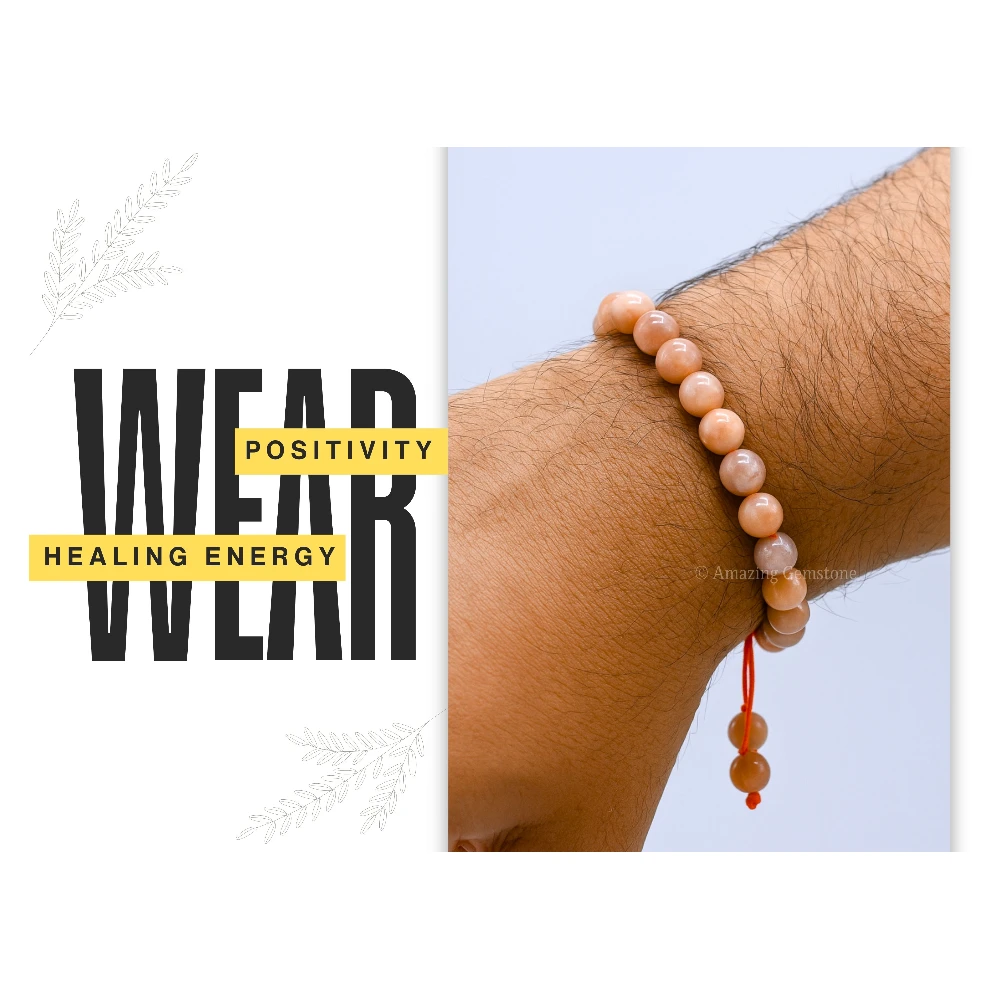 Peach Moonstone Bracelet (Adjustable)