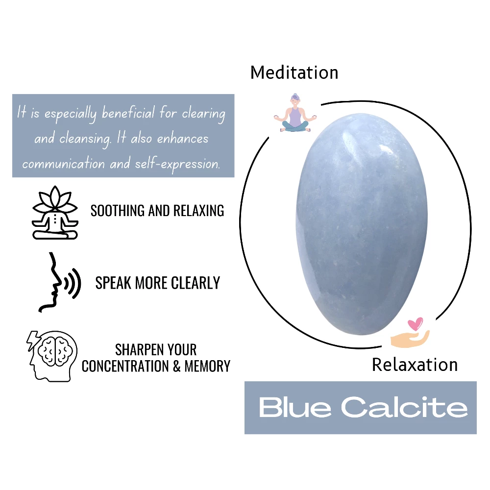 Blue Calcite Celestite Palm Stone