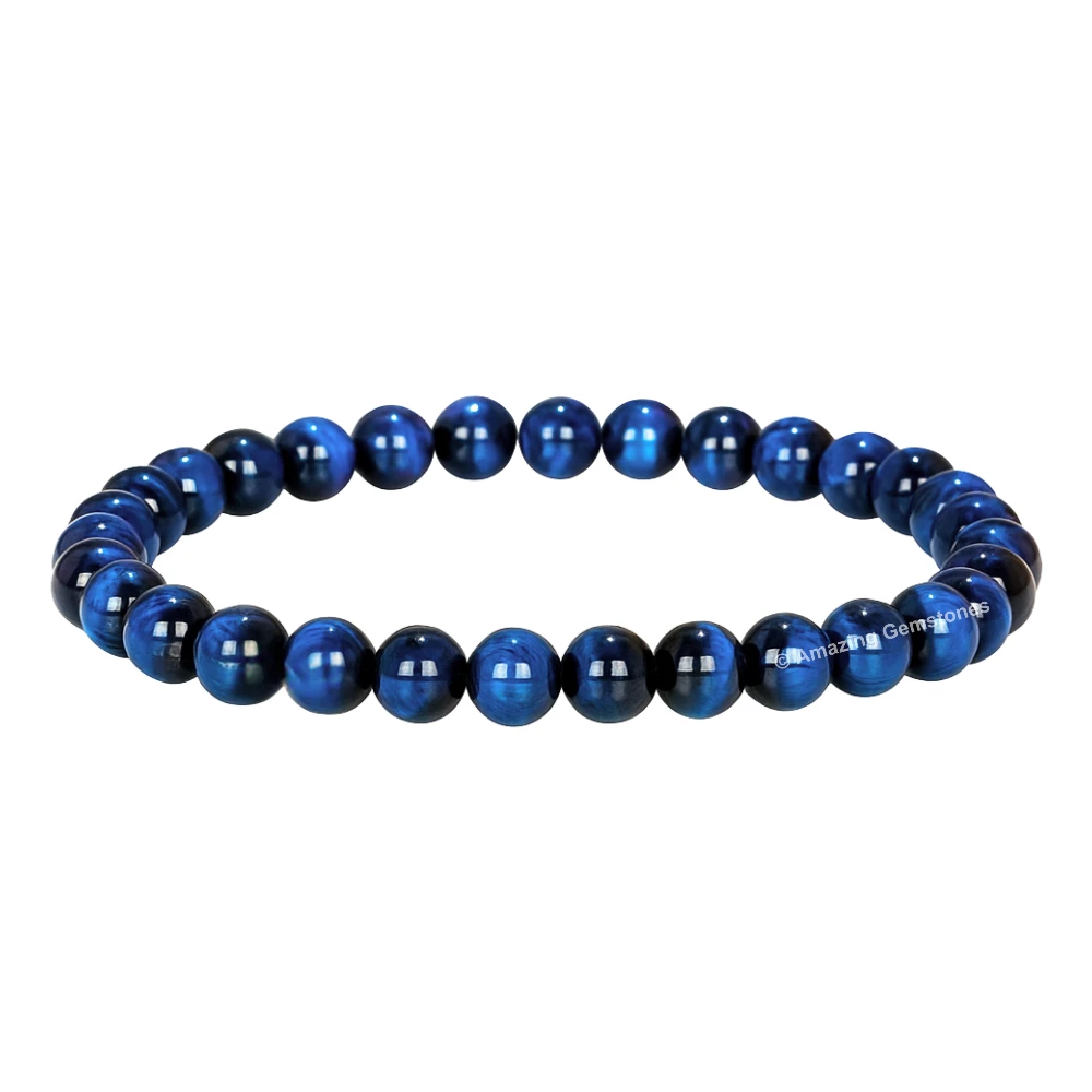 Blue Cats Eye Healing Crystal Bracelets - 6mm Beads