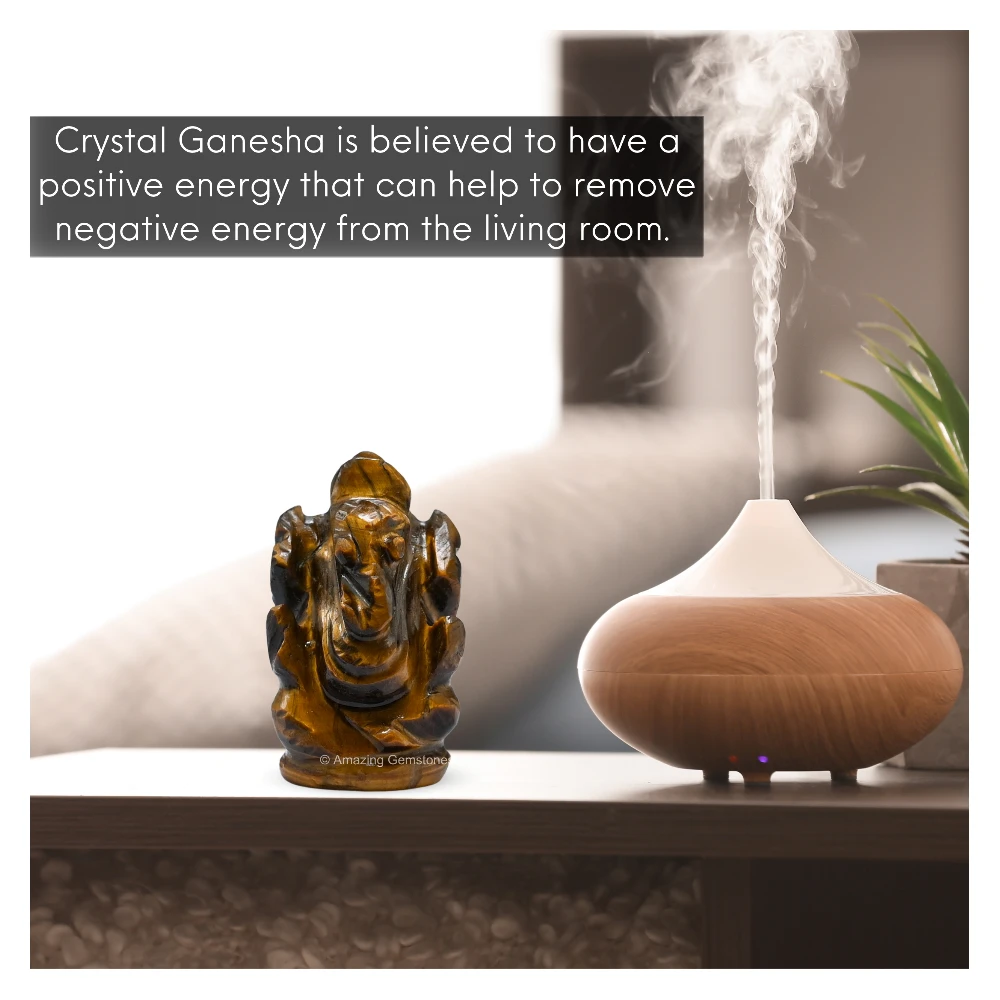 Tiger Eye Ganesha Crystal Idol