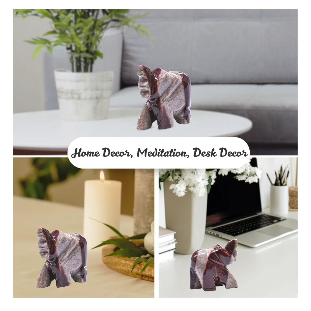 Narmada Shiva Lingam Mini Elephant Crystal Figurine