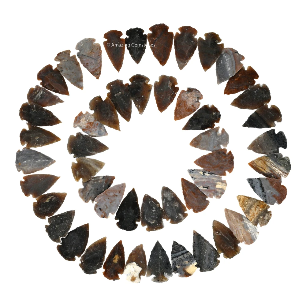 Fancy Jasper Crystal Arrowhead - 1" to 1.5" (50 Pieces)