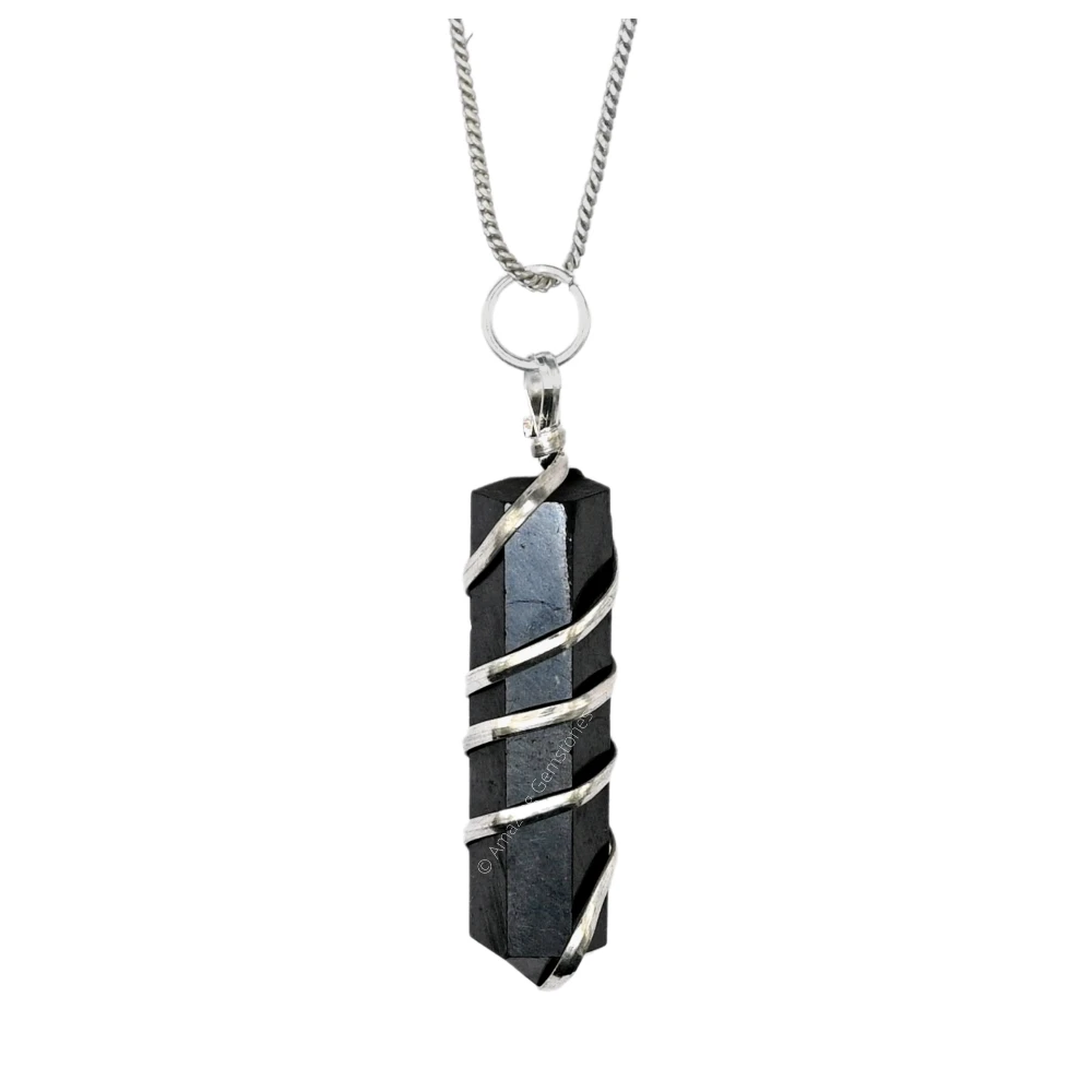 Shungite Necklace - Spiral Pencil