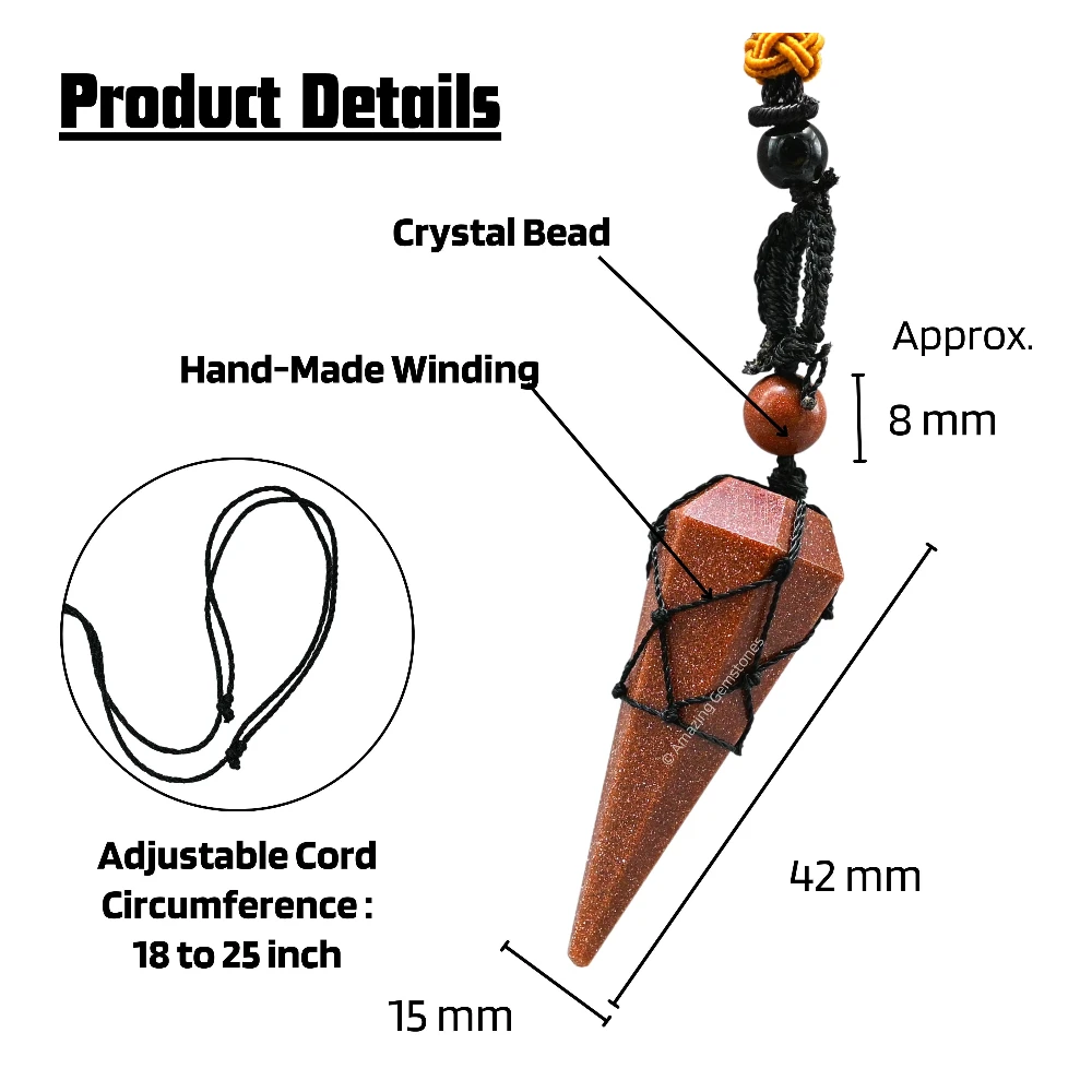 Red Goldstone Pendulum Pendant Necklace (Macrame)