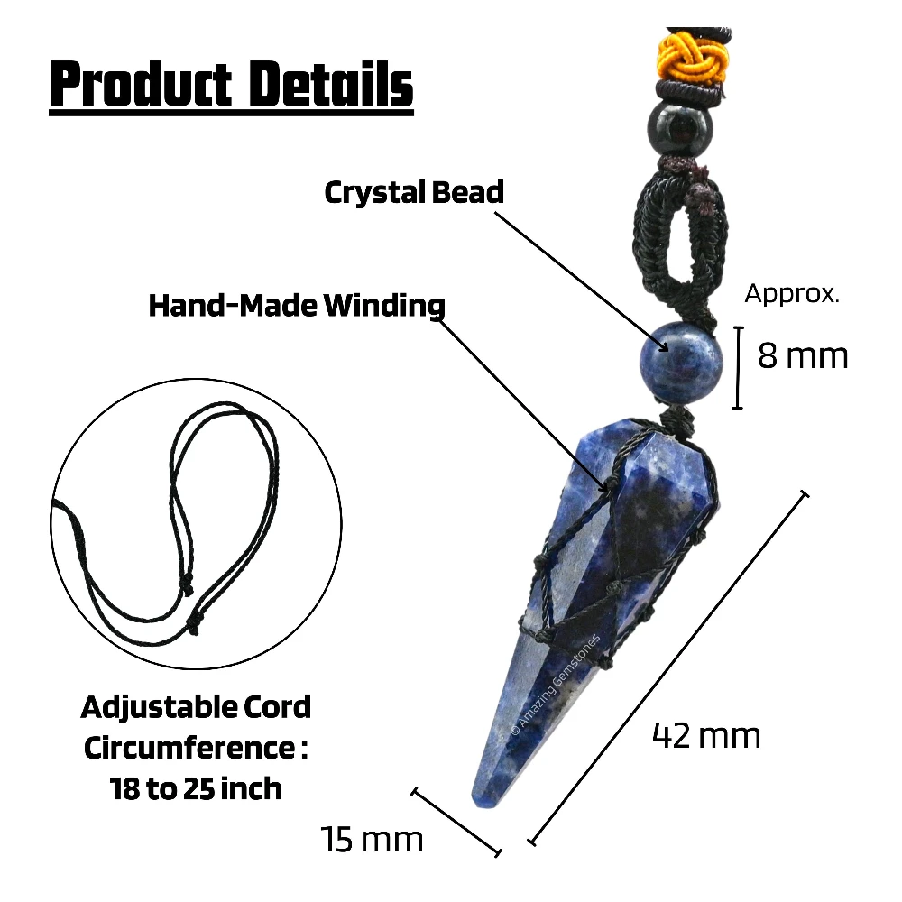 Sodalite Pendulum Pendant Necklace (Macrame)