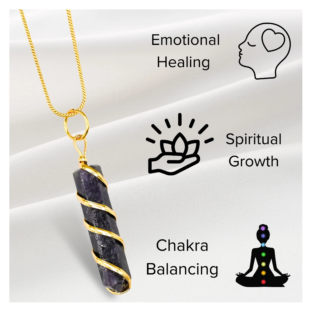 Lepidolite Necklace - Spiral Pencil Point (Gold)
